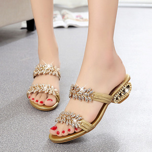 Summer on Shoes Flat Shoes Ladies Rhinestone <b>Slides</b> Sandals Bohemia Ladies <b>Slipper</b> <b>Slide</b> Shoes - Product Image 2