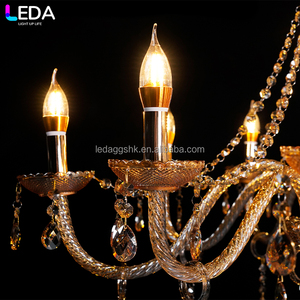 LEDA Luxury Event Birthday <b>Ceiling</b> <b>Decor</b> Glass Chandelier Gold 10-Arm Chandelier with Warm-Tone Lights for <b>Wedding</b> - Product Image 4