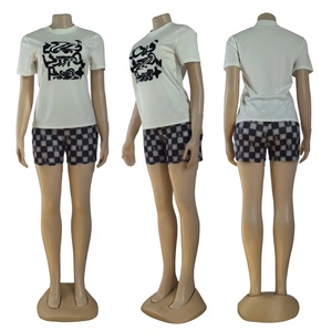 Ensemble décontracté d'été à manches courtes, haut à col élastique et short décontracté au-dessus du genou, couleur unie, stock transfrontalier - Product Image 4