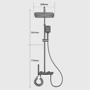 Nuovo Set Rubinetteria Termostatica con Soffione Doccia Circolare Quadrato a Soffitto, Sistema Doccia a Mano, Finitura Spazzolata Grigio Canna di Fucile, Getto Morbido - Product Image 6