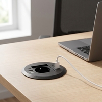 Prise encastrée de type israélien 80 mm avec USB-C PD à charge rapide 2A1C, multiprise de bureau avec câble de 1,5 m pour bureau