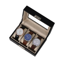 Boîte à montres et à lunettes en cuir, boîte à bijoux multifonctionnelle, portable, moderne, carrée, boîte cadeau avec serrure, emballage