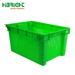 Heavy Duty <b>Plastic</b> Logistics <b>Crate</b> Durable Mesh Turnover Box with Handles for Supermarket Fresh Vegetable Delivery - Product Image 2
