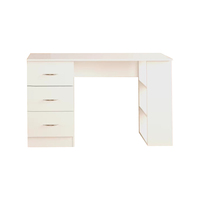 Bureau d'angle pour ordinateur de chambre à coucher, 3 tiroirs, 3 étagères découpées, gestion des câbles, MDF stratifié, 120 cm de large, 49 cm de profondeur, 25,11 kg