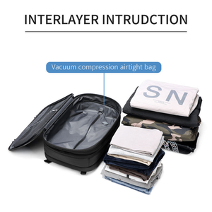 Sac à dos multifonctionnel pour homme de grande capacité, sac à dos à compression sous vide, compagnon de voyage d'affaires, polyester Oxford - Product Image 6