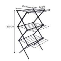 Séchoir à linge pliable à 3 niveaux en métal robuste en forme de X, porte-serviettes peu encombrant pour salle de bain et balcon