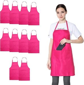 Tabliers roses en gros, tabliers unisexes pour adultes et filles avec poches, tabliers de cuisine roses réutilisables et imperméables, idéaux pour la cuisine - Product Image 1