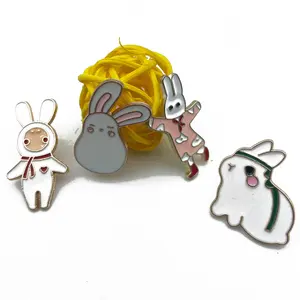 Maker Custom design Cut Rabbit shape your own logo die cast cartoon anime badges cute enamel metal pins for clothes