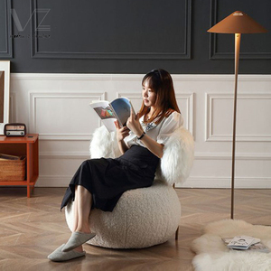 Đồ Nội Thất Phòng Khách Hiện Đại Bắc Âu Thiết Kế Mới Trắng Teddy Vải Giải Trí Ghế Vàng Kim Loại Boucle Little <span class=keywords><strong>Petra</strong></span> Lounge Ghế - Product Image 5