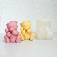 Moule à bougie en forme d'ours en peluche 3D, pliable, pour la décoration de gâteaux au sucre, au chocolat, fabrication de bougies parfumées, qualité alimentaire, réutilisable, résistant à la chaleur