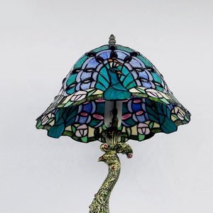 Lámpara de Acento LongHuiJing Estilo Tiffany con Joyas, Diseño de Arlequín y Pavo Real, Vitral, LED, Mediterránea, Alimentación CA, NUEVA - Product Image 4