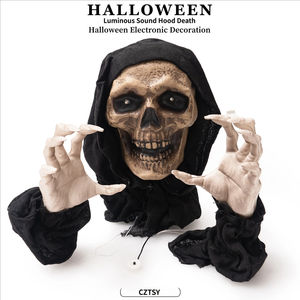 ของตกแต่งฮาโลวีนรูปยมทูต ซอมบี้ หัวกะโหลก เรืองแสง สำหรับเสียบปลั๊กไฟ ใช้ตกแต่งบ้านผีสิง ห้องลับ สนามหญ้า หรือกลางแจ้ง สร้างบรรยากาศน่ากลัว - Product Image 4