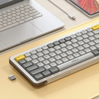 Clavier sans fil à double mode avec interrupteurs à ciseaux et bouton de commande, rechargeable USB-C pour PC de bureau et ordinateur portable