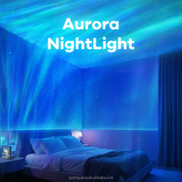 Lampe de chevet EGOGO Aurora blanc chaud pour enfants avec projection dynamique d'ondes océaniques, musique et télécommande