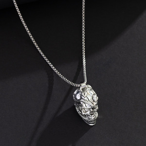 Collier avec pendentif en forme de crâne de serpent, bijoux tibétains en argent pour hommes, style Hip Hop Rock, XL 00035 - Product Image 4