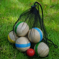 Ensemble de pétanque en bois massif - 8 boules françaises rayées en bois de qualité supérieure pour les loisirs en plein air, les activités scolaires, les rassemblements familiaux et les excursions