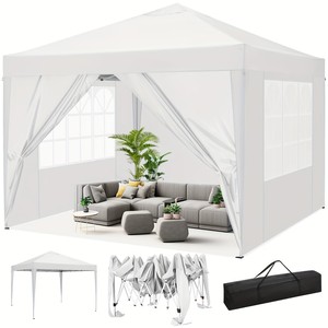 Grande tente rétractable en PVC avec cadre en acier 3x3 pour événements en plein air, mariages, salons professionnels - 10x10 avec une distance de 5 m entre les poteaux - Product Image 1