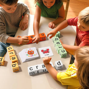 Juego de Palabras en Madera al por Mayor, Juguete Educativo para Aprender Inglés, Divertido Juego de Cubos de Batalla para Niños - Product Image 4