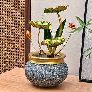 Fontaine d'eau en fer forgé avec anneau lumineux, humidificateur Feng Shui de table, diffuseur d'aromathérapie, cadeau pour le salon - Product Image 4