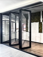 Porte patio pliante moderne en aluminium Deyu, double vitrage trempé, design minimaliste, anti-pincement, garantie 3 ans, modèle