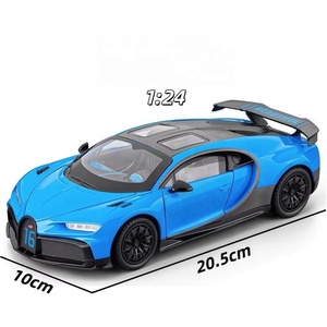 Voitures miniatures en métal 1:24 Bugatti Chiron avec son et lumière, modèle de supercar jouet à piles à rétrofriction, décoration de véhicule - Product Image 1