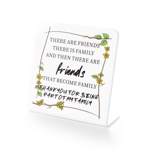 Insegna da Scrivania in Acrilico 'Amici che Diventano Famiglia', Regalo di Amicizia, Decorazione per Ufficio e Casa, Souvenir di Ringraziamento - Product Image 2