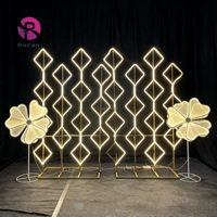 Arche dorée de fond de scène, ensemble de 3 pièces, support de bougie musulman islamique, fond de scène en métal, événements, fête, scène, décoration murale, arche pour scène, mariage