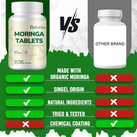 Comprimés de Moringa 100% Pur en Gros, Marque Privée OEM, 240 Comprimés, Suppléments à Base de Plantes pour Antioxydants