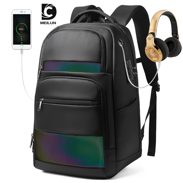 Expandable Anti Theft USB Charging Work Bag for Men Business Notebook Back Pack Smart Travel 15.6 Inch Laptop Backpack