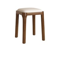 Tabouret de salle à manger sans dossier, siège rembourré crème, structure en bois massif, design compact pour bistro, café et espace repas d'hôtel