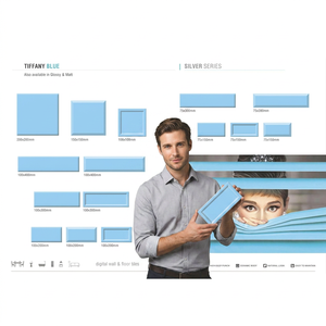 Tiffany Blue Silver Series Stylish 150x150mm Ceramic Subway <b>Tiles</b> for Kitchen <b>Backsplashes</b> Stick Wall Design wall <b>tile</b> sticker - Product Image 1