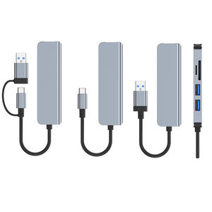 X521 Dock ekspansi Aluminium 2-In-1, Dock ekspansi Usb 3.0 Hub Pc Usb Hub Usb3.0 adaptor Splitter tipe Port pembaca kartu C untuk Pc Laptop - Product Image 3