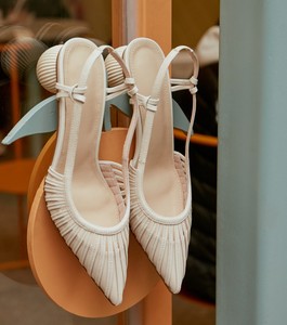 Mules en cuir véritable, pantoufles originales à bout rond, élégantes, uniques, de créateur, talons de luxe pour femmes - Product Image 5