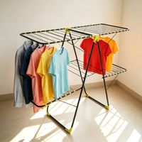 Séchoir à linge pliable double papillon, support de séchage en métal peu encombrant, multifonctionnel et réglable, pour vêtements modernes