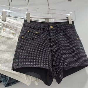 PEEQI 2026 Shorts de Mezclilla Ajustados con Pedrería y Cintura Alta para Mujer - Product Image 3