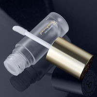 Blanc et or rose bouteille de teinte à lèvres grasse de luxe ronde grosse feuille d'or de 6ml tubes de brillant à lèvres clair argenté avec logo