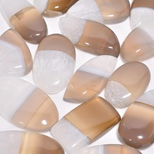 Cabujones de Cuarzo Solar Natural 90+ Quilates Corte Ovalado Pulido Para Fabricación de Joyas Piedra Preciosa Suelta Marrón y Blanca - Product Image 3