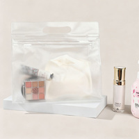 Op maat gemaakte transparante, mat PVC rits-opbergzak met handvat, waterdichte reistas voor ondergoed, strand, cosmetica en winkelen.