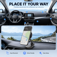 Soporte Magnético Plegable para Teléfono de Coche con Doble Bisagra y Ventosa, Rotación de 360 Grados, Altura Ajustable para Navegación