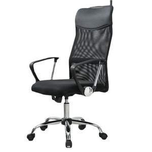 Chaise de <span class=keywords><strong>bureau</strong></span> ergonomique en maille de gros pour cadres, avec roulettes, entièrement noire, dossier grand et haut, pour personnes en surpoids - Product Image 3