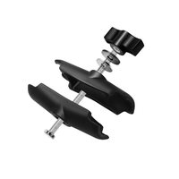 Support à double rotule en aluminium de 1 pouce avec deux plaques métalliques pour tablettes et supports de détecteurs de poissons pour voitures