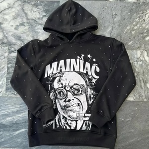 Sudadera con Capucha Extra Grande para Hombre, 100% Algodón de Alta Calidad, Estampado Digital Urbano, Detalle de Pedrería, Sudadera con Capucha de Estampado Digital - Product Image 1