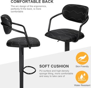 Vente directe usine : Tabouret de bar noir <span class=keywords><strong>avec</strong></span> dossier, chaise de bar pivotante pour hall d'hôtel, tabouret haut à dossier haut en gros - Product Image 3