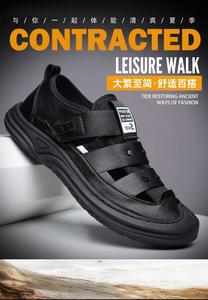 Baotou hommes été respirant décontracté <span class=keywords><strong>sandales</strong></span> en cuir à la mode en plein air chaussures de plage avec fond souple Wading trou conception - Product Image 6