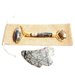 DIY-Steine Bestseller 2-in-1 Vibrierender Jade-Gesichtsmassageroller-Set, Elektrischer Picasso-Jaspis-Roller für das Gesicht - Product Image 5