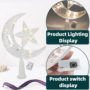 Ornement étoile et lune DAMAI, taille moyenne, lumière LED chaude, décoration du Ramadan - Product Image 2