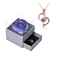 Noël Saint Valentin Cadeau Éternel Préservé Roses Fleurs Acrylique Collier Boîte À Bijoux pour Maman Femmes