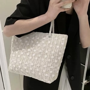 กระเป๋าถือสานลายลูกไม้แบบใหม่ปี 2026 สำหรับผู้หญิง กระเป๋าสะพายไหล่สไตล์ลำลองน่ารัก กระเป๋าโท้ทมินิโบโฮสุดเก๋ กระเป๋าถือฤดูร้อนสุดหรู - Product Image 1