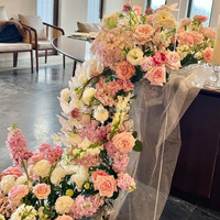Chemin de table en roses artificielles en soie faites à la main, 2m, pour centre de table de mariage, décoration murale, événements, fêtes, Noël, rentrée scolaire, Moka