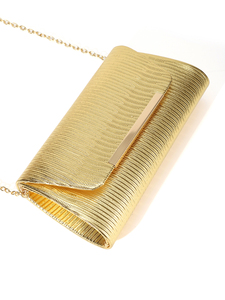 Bolso de Mano Cuadrado Retro Dorado Bell, de Cuero PU, con Cadena Metálica, para Eventos Nocturnos, con Correa Cruzada, para Mujer, Brillante, para Fiestas, Bodas y Graduaciones - Product Image 5